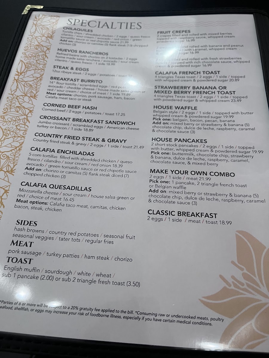 Menu - Calafia Kitchen photo 1